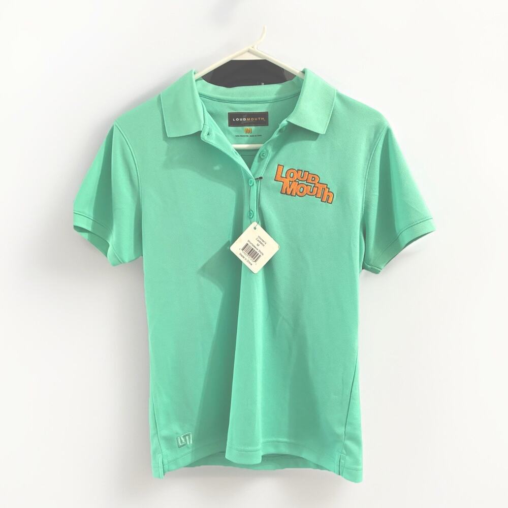 Loudmouth Polo Shirt Women's Size Medium Mint Golf Loudmouth Logo Cockatoo NWT